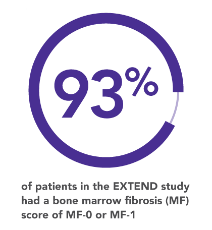 93% of patients had a bone marrow fibrosis score of MF-0 or MF-1 in the EXTEND study